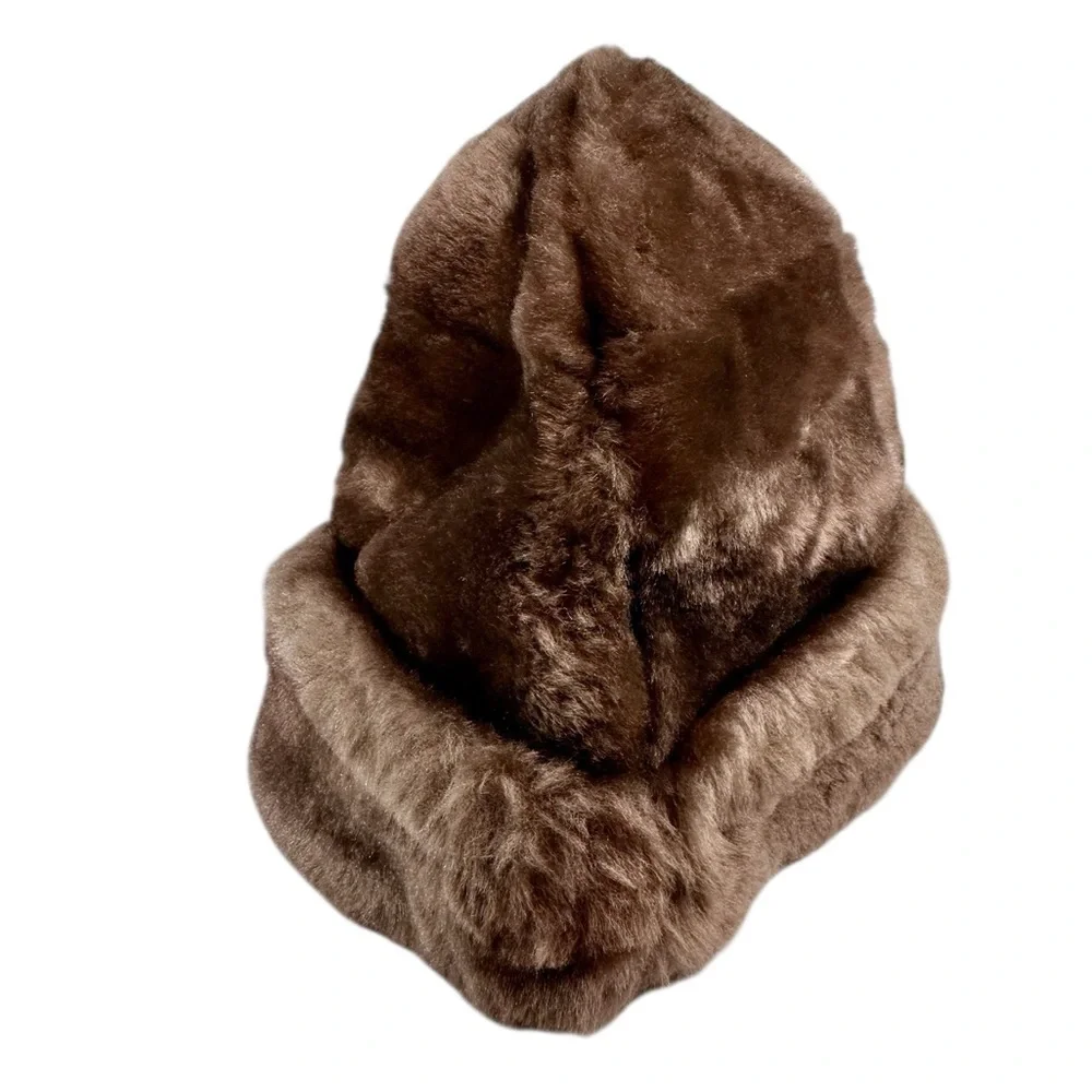 Vintage Men's Gray Leather/Faux Fur Winter Topper Hat Size M - Picture 6 of 9